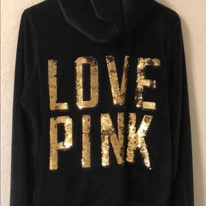 Velour PINK Embellished Sequin Hoodie